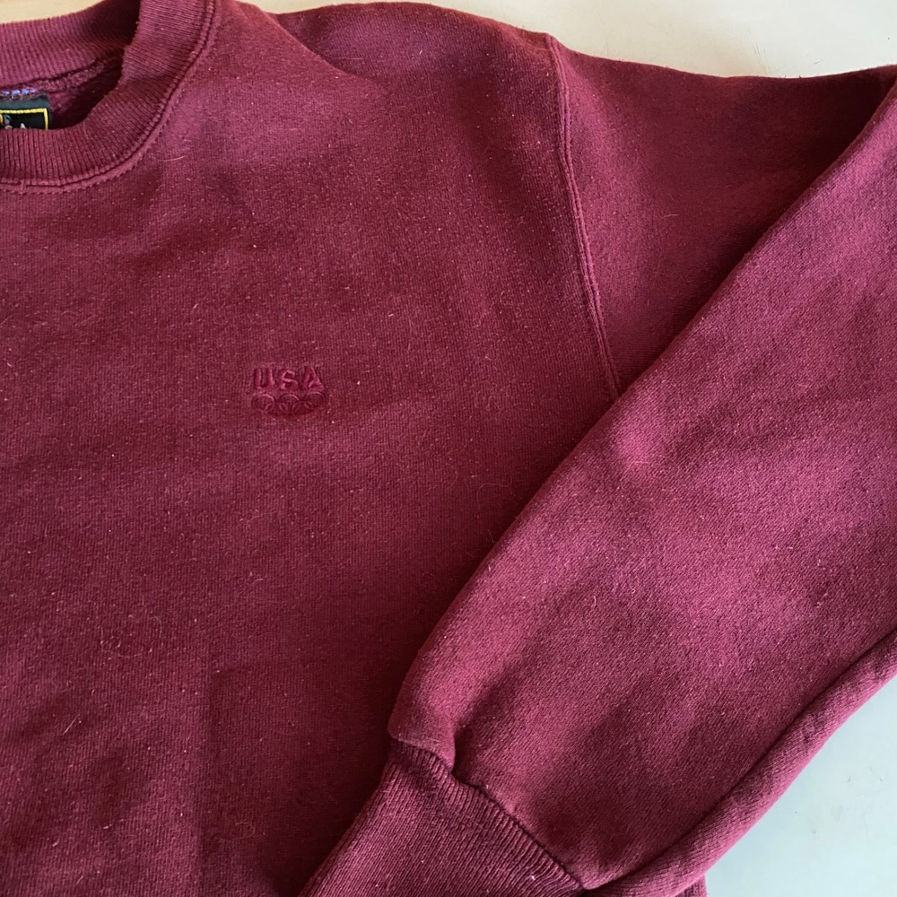 Vintage USA Olympic JCPenney Maroon Crewneck Sweatshirt Embroidered Logo